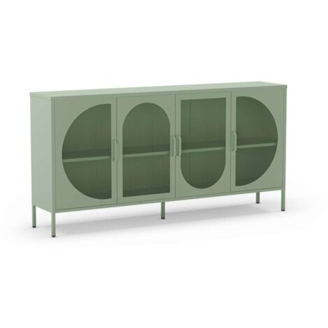 Mueble aparador modelo Toledo 4 puertas acabado metal verde menta, 160cm(ancho) 90cm(alto) 40cm (largo)