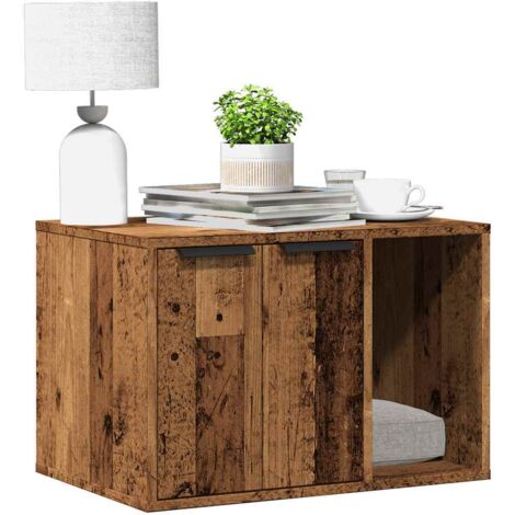 Mueble arenero para gatos madera envejecida 60x40x40 cm