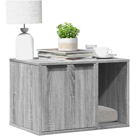 Mueble arenero para gatos madera gris  60x40x40 cm