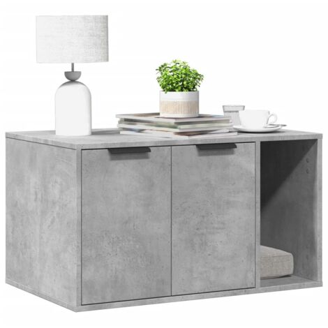 Mueble arenero para gatos madera gris hormigón 80x50x45 cm