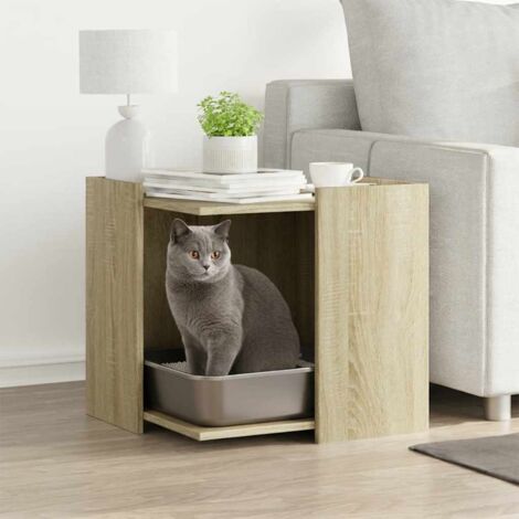 Mueble arenero para gatos madera roble  53x53x51 cm