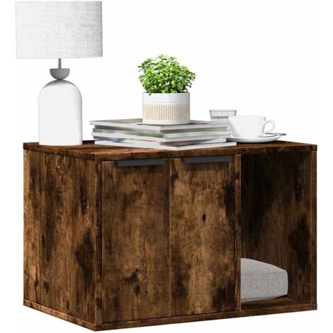 Mueble arenero para gatos madera roble ahumado 60x40x40 cm