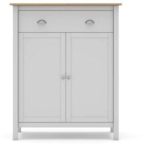 Mueble auxiliar 2 puertas 1 cajón modelo Miguel acabado blanco/roble. 110cm(alto) 90cm(ancho)  40cm(prof).