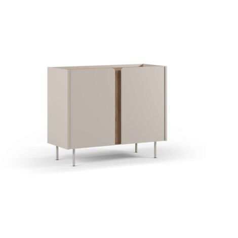 Mueble auxiliar 2 puertas abatibles md-Regina acabado crema/roble sepet, 82.5cm(alto) 100cm(ancho) 40.5cm(prof.)