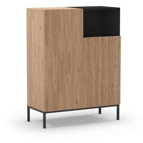 Mueble auxiliar 2 puertas abatibles md-Roque acabado roble sepet/negro. 120cm(alto) 90cm(ancho) 40cm(prof.)