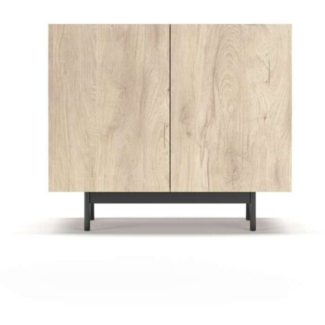 HERDASA Mueble auxiliar 2 puertas abatibles modelo 601-1 acabado en roble. 78 cm (alto) x 90 cm (ancho) x 34 cm (prof.)