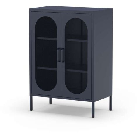 Mueble auxiliar 2 puertas abatibles modelo Dora acabado metal azul. 100cm(alto) 70cm (ancho) 40cm(prof.)