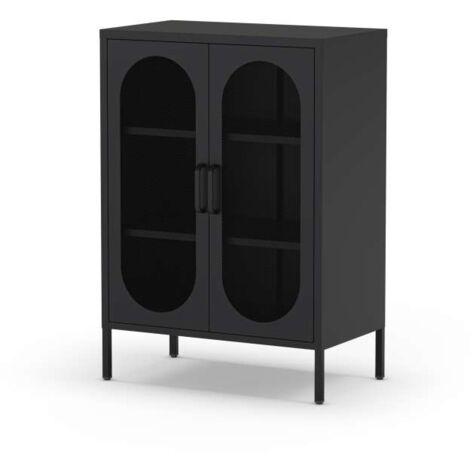 Mueble auxiliar 2 puertas abatibles modelo Dora acabado metal negro. 100cm(alto) 70cm (ancho) 40cm(prof.)