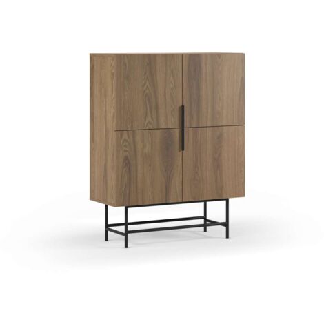 Mueble auxiliar 4 puertas abatibles modelo Elena acabado roble/negro. 128cm(alto) 100cm (ancho)  40cm(prof.)