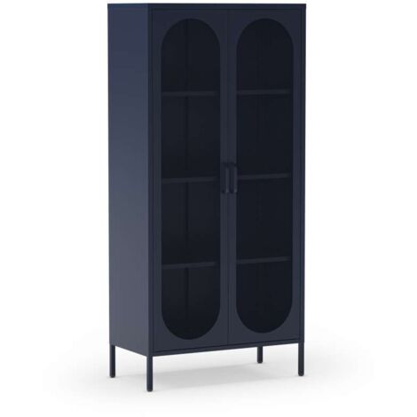 Mueble auxiliar alto 2 puertas abatibles modelo Dora acabado metal azul. 170cm(alto) 80cm (ancho) 40cm(prof.)