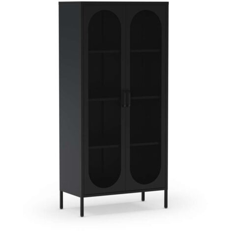 Mueble auxiliar alto 2 puertas abatibles modelo Dora acabado metal negro. 170cm(alto) 80cm (ancho) 40cm(prof.)