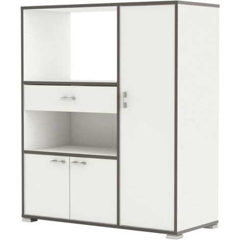 Mueble Auxiliar Cocina con Almacenaje Blanco y gris 90x107x40 cm
