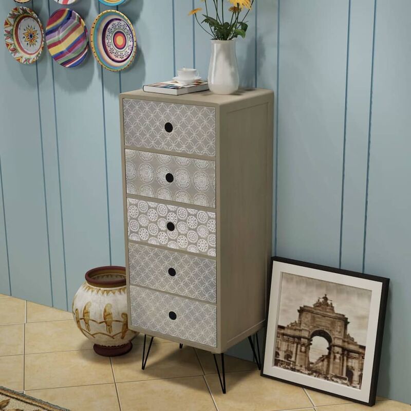 

Mueble auxiliar con 5 cajones gris