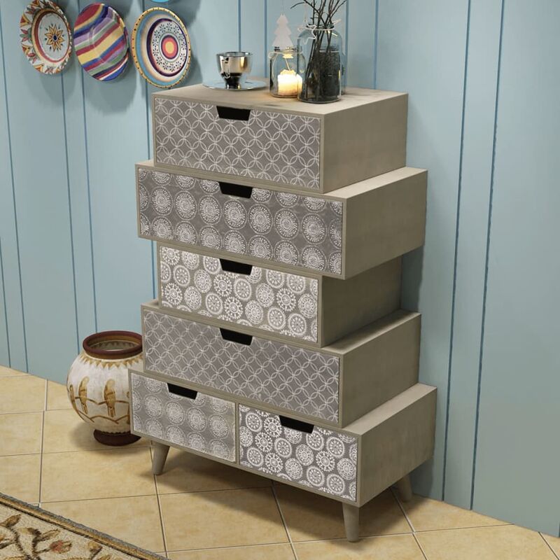 

Mueble auxiliar con 6 cajones gris - Gris