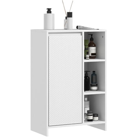 HOMCOM Mueble auxiliar de baño moderno armario de baño con estantes abiertos puerta y estante ajustable antivuelco para salón dormitorio 53x30x80 cm blanco