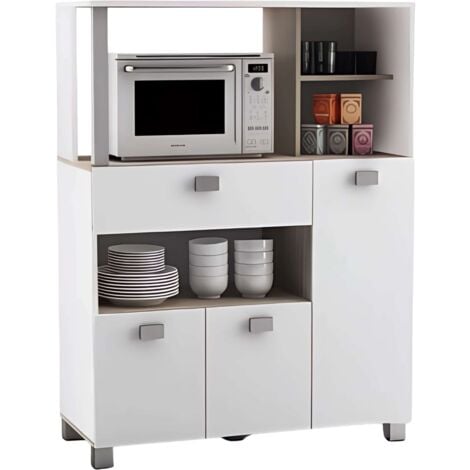MIROYTENGO Mueble Auxiliar de Cocina en Color Blanco con un Cajon y Varios Compartimentos 132x99cm