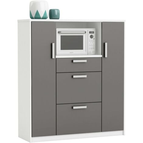 Mueble Auxiliar De Cocina Mueble Microondas Flavor Color Blanco Y Gris 116x132 cm