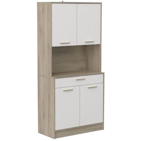 Alacena de cocina 3 cajones 4 puertas HOMCOM 100x39,5x183,5cm blanco