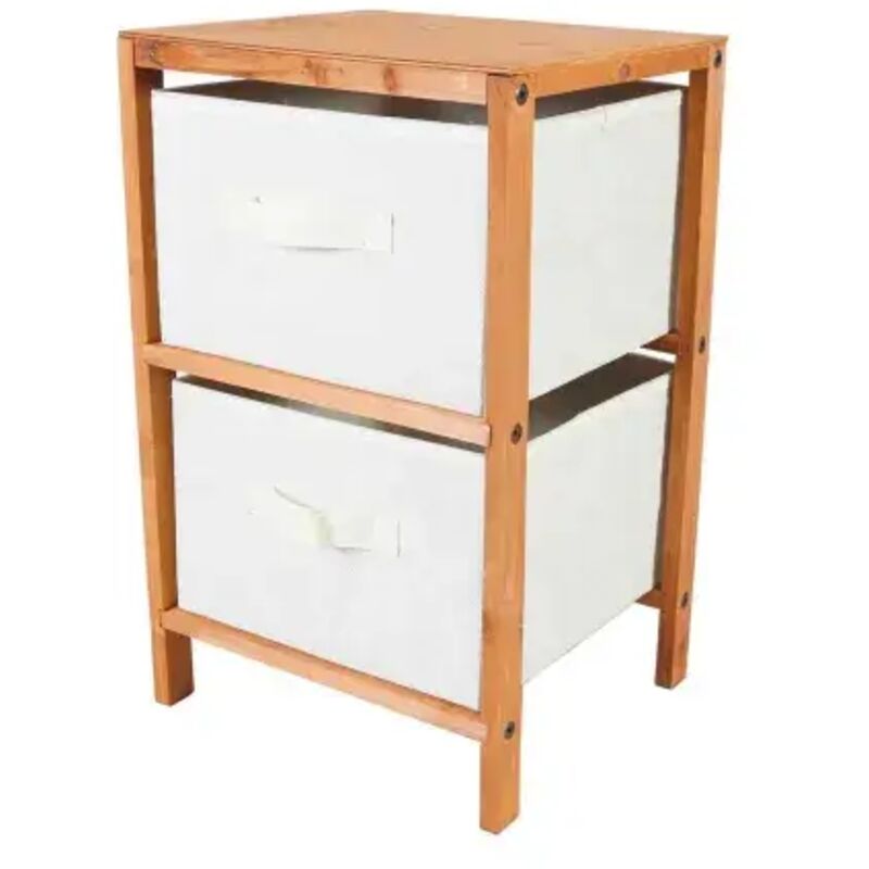 Mueble auxiliar de madera 2 cajones - Marrón/Beige