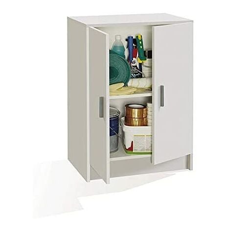 Mueble Auxiliar Mesa Cocina con cajón y Dos Puertas, Color Blanco, Medidas: 80 Alto x 59 Ancho x 37cm de Fondo