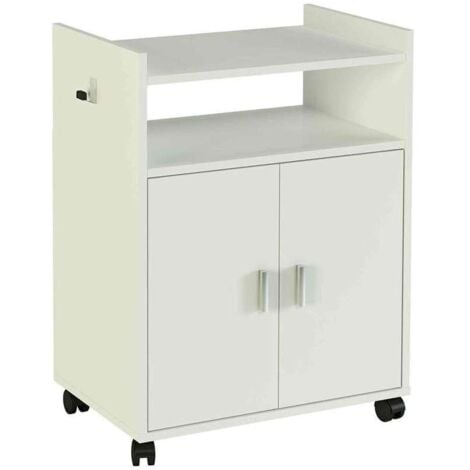 Mueble Auxiliar Cocina Microondas Color Blanco Con Tapa Gris 58x95 CM