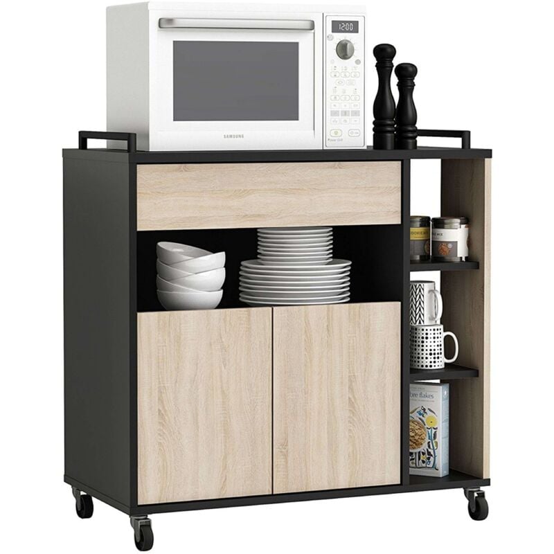 

Mueble auxiliar Microondas roble negro 80x76,5