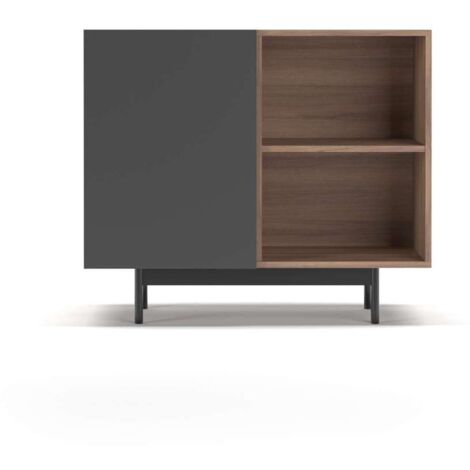 Mueble auxiliar modelo 601-2 acabado en nogal/grafito. 78 cm (alto) x 90 cm (ancho) x 34 cm (prof.)