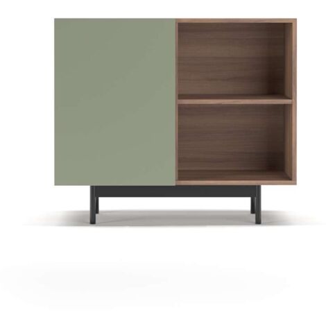 Mueble auxiliar modelo 601-2 acabado en nogal/verde. 78 cm (alto) x 90 cm (ancho) x 34 cm (prof.)