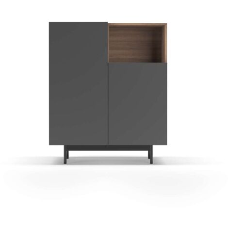 Mueble auxiliar modelo-602-1 acabado nogal/grafito, 110 cm (alto) x 90 cm (ancho) x 34 cm (prof.)