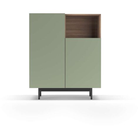 Mueble auxiliar modelo-602-1 acabado nogal/verde, 110 cm (alto) x 90 cm (ancho) x 34 cm (prof.)