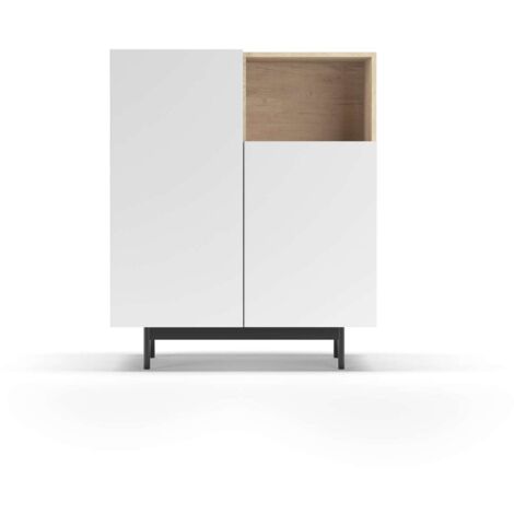Mueble auxiliar modelo-602-1 acabado roble/blanco, 110 cm (alto) x 90 cm (ancho) x 34 cm (prof.)