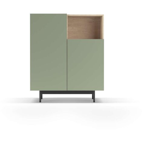 Mueble auxiliar modelo-602-1 acabado roble/verde, 110 cm (alto) x 90 cm (ancho) x 34 cm (prof.)