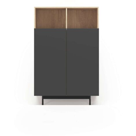 Mueble auxiliar modelo 603-1 acabado roble/grafito, 110 x 90 x 34 (alto x ancho x fondo)