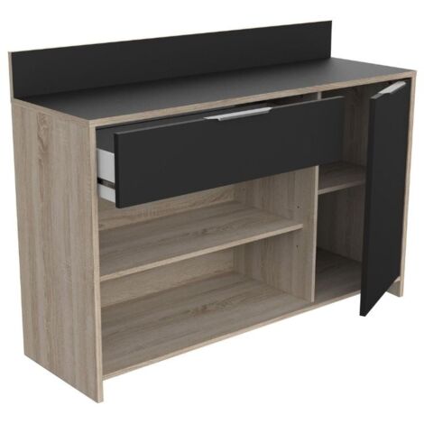 Mueble auxiliar para microondas o aparador color roble y negro 123x85cm