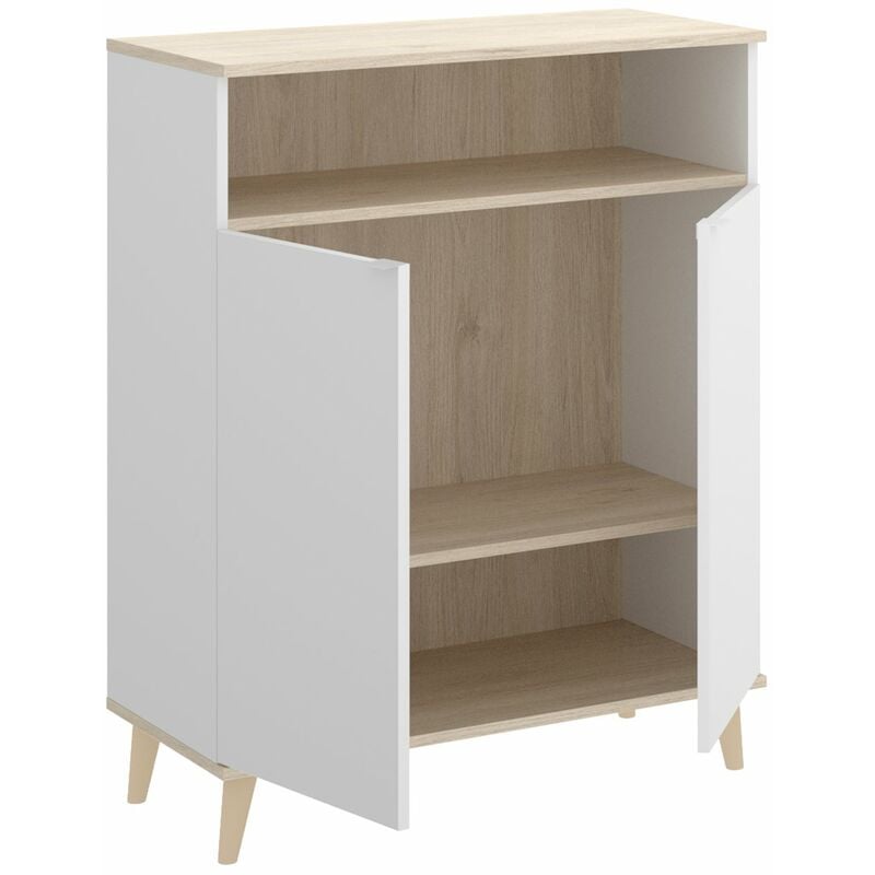 

Mueble auxiliar perfecto para pasillo o recibidor con un compartimento cerrado y un hueco abierto para tener las cosas de más uso a mano.