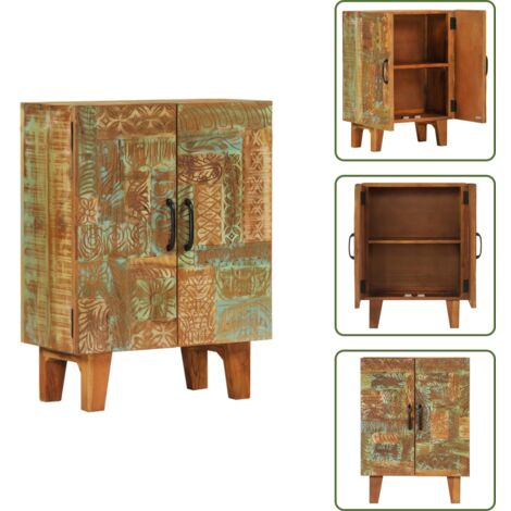 Mueble auxiliar - vidaXL Aparador tallado a mano madera maciza reciclada 55x30x75 cm - Almacenamiento