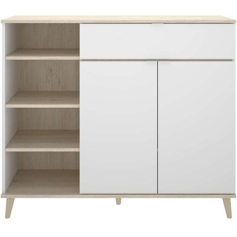 

DKT - Mueble auxiliar Villarodrigo 2 puertas 1 cajon y estantes 102 cm(alto)119,5 cm(ancho)40 cm(largo) Color BLANCO