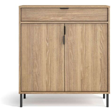 Mueble auxiliar/zapatero Md-507, 2 puertas 1 cajón en roble oscuro, 89cm(alto) 80cm(ancho)  29cm(prof.)