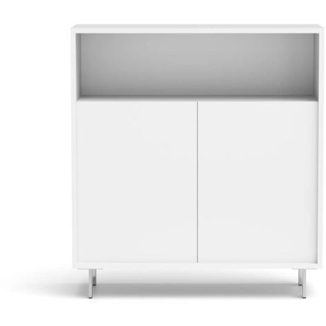 Mueble auxiliar/zapatero Md-509 con puertas acabado blanco, 89cm(alto) 80cm(ancho)  29cm(prof.)