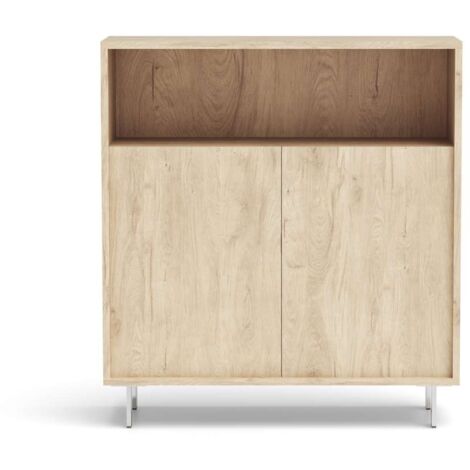 Mueble auxiliar/zapatero Md-509 con puertas acabado en roble, 89cm(alto) 80cm(ancho)  29cm(prof.)