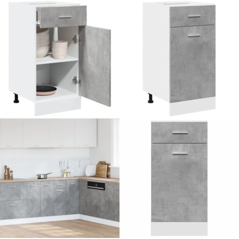 Mueble bajo con cajón "Lyon" de, gris hormigón, 40 x 46 x 81,5 cm, madera de ingeniería - Almacenamiento cocina - Muebles de cocina