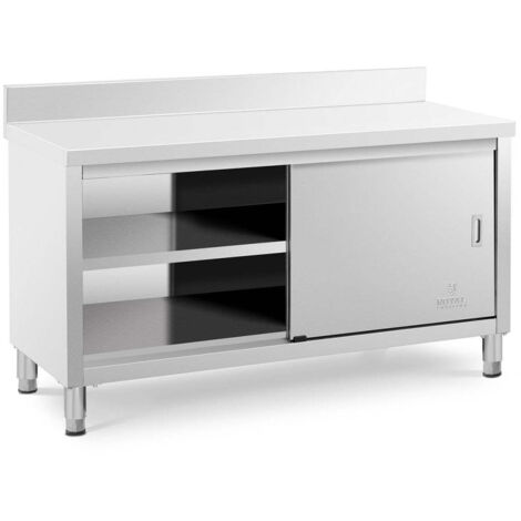 Mueble bajo de acero inoxidable 150 x 60 x 85 cm con salpicadero capacidad 600 kg acero inoxidable 140002480
