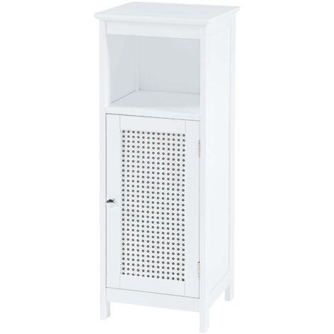 Mueble bajo de baño/estantería 80 x 30 x 28 cm con 1 puerta acabado MDF y PVC blanco 030008860