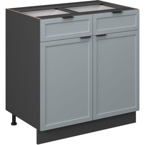 Mueble bajo de cocina Fame-Line, Azul claro-gris, 80 cm sin encimera, Vicco