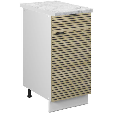 Mueble bajo de cocina Fame-Line, Panel de roble, 40 cm , ET Mármol, Vicco
