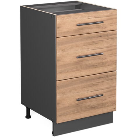 Mueble bajo de cocina Fame-Line, Roble dorado, 50 cm sin encimera, Vicco