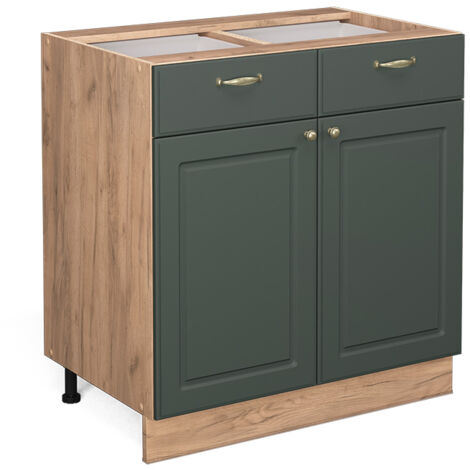 Mueble bajo de cocina Fame-Line, Verde dorado Casa de campo, 80 cm sin encimera, Vicco