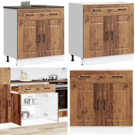 Mueble bajo de cocina Kalmar de madera antigua de ingeniería - Almacenamiento de cocina - Madera de ingeniería