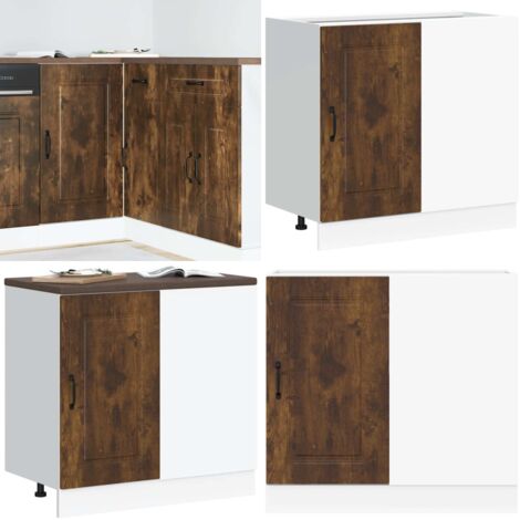 Mueble bajo de cocina Kalmar de madera ingeniería roble ahumado - Almacenamiento de cocina - Gabinete de cocina