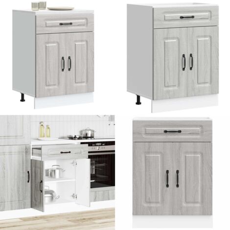 Mueble bajo de cocina Kalmar gris sonoma madera de ingeniería - Almacenamiento bajo cocina - Mueble bajo cocina